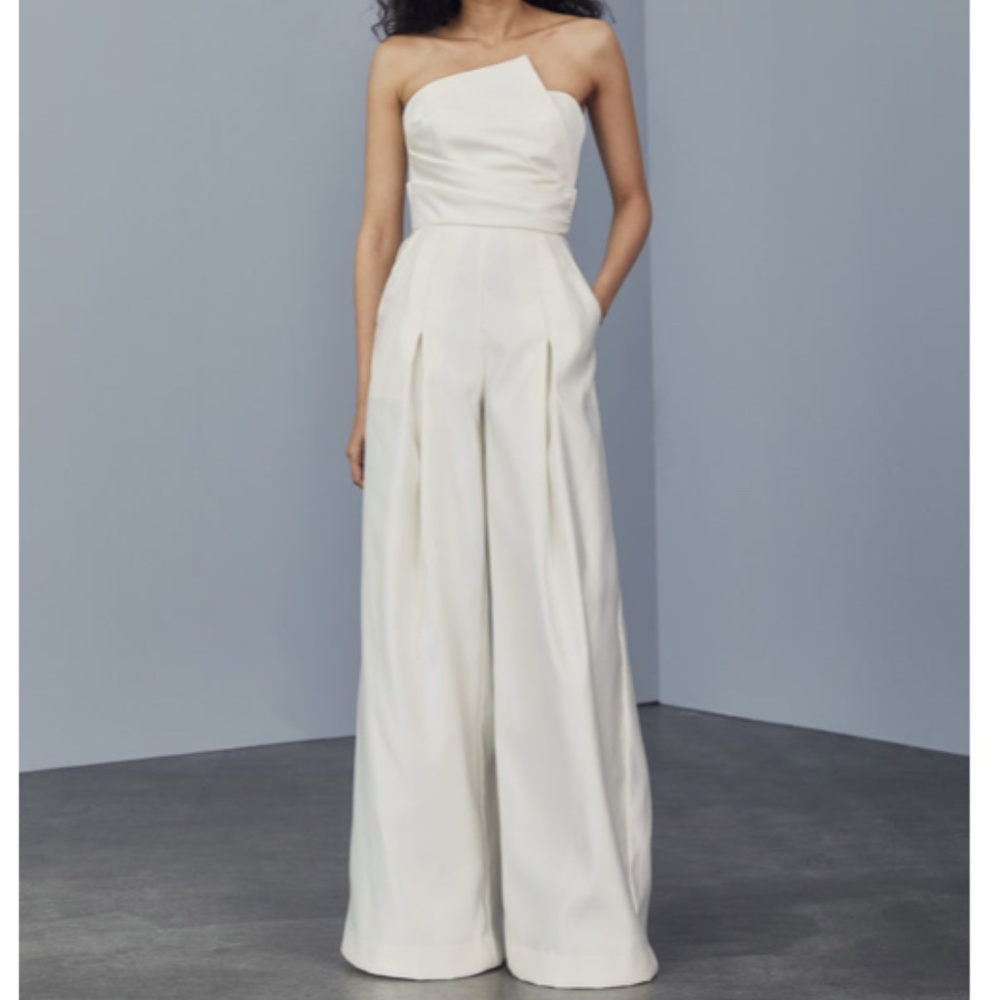 Amsale Bridal Satin Jumpsuit with Pockets size 2